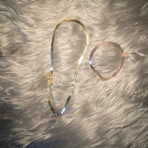 14KT Gold chain and rose gold braclet